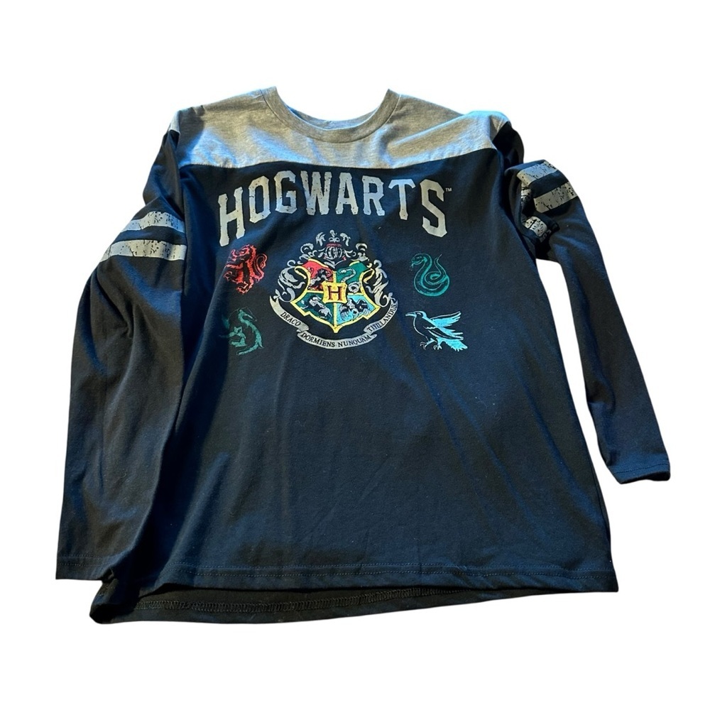 Hogwarts House Crest Kids Long Sleeve Tee - Black and Gray